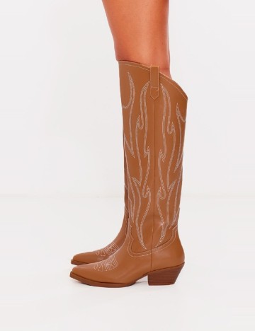 Cizme PrettyLittleThing, maro