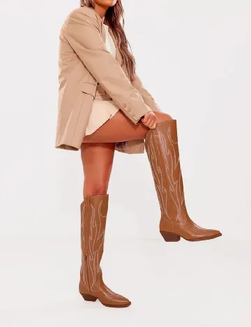 Cizme PrettyLittleThing, maro Maro