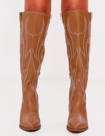 Cizme PrettyLittleThing, maro