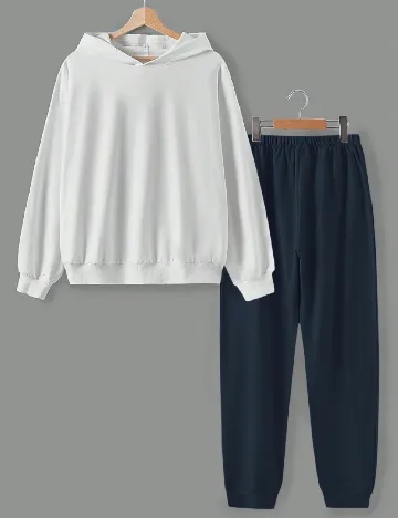 Compleu Shein Kids, alb/bleumarin