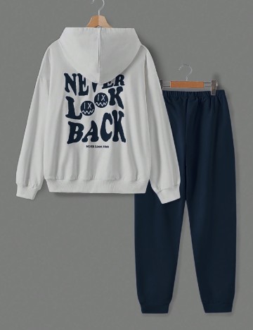 Compleu Shein Kids, alb/bleumarin