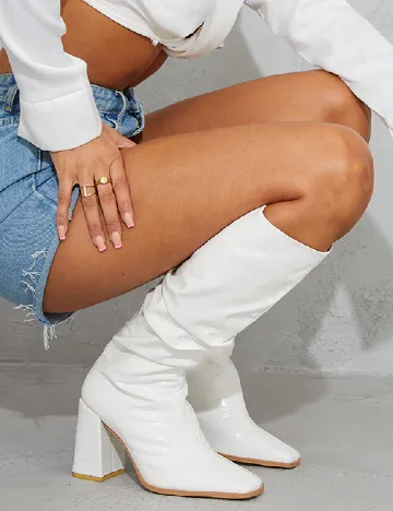 Cizme PrettyLittleThing, alb Alb