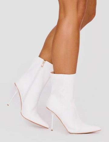 Botine PrettyLittleThing, alb