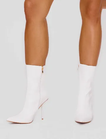 Botine PrettyLittleThing, alb Alb