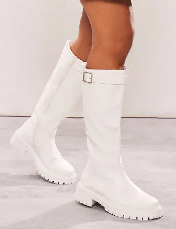 Cizme PrettyLittleThing, alb Alb