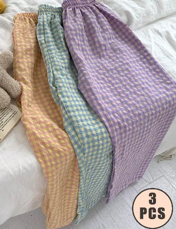 Set pantaloni de pijama 3 bucati SHEIN, mix culori