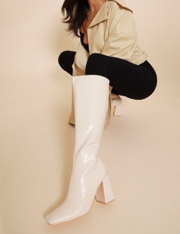 Cizme PrettyLittleThing, ecru