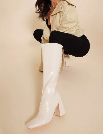 Cizme PrettyLittleThing, ecru