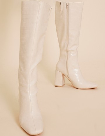 Cizme PrettyLittleThing, ecru