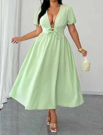 Rochie medie SHEIN CURVE, verde deschis