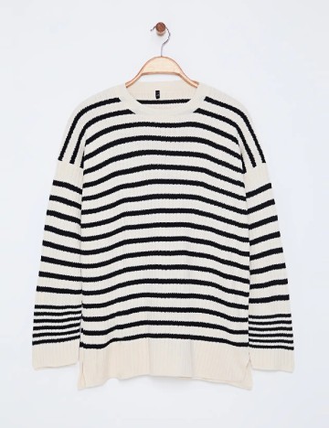 Pulover SHEIN, ecru/negru