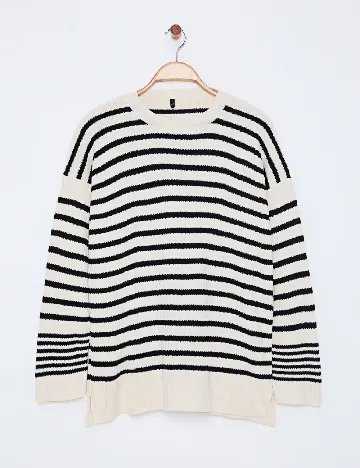 Pulover SHEIN, ecru/negru