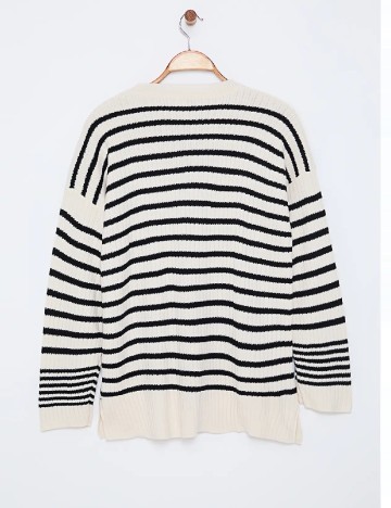 Pulover SHEIN, ecru/negru