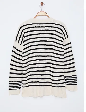 Pulover SHEIN, ecru/negru