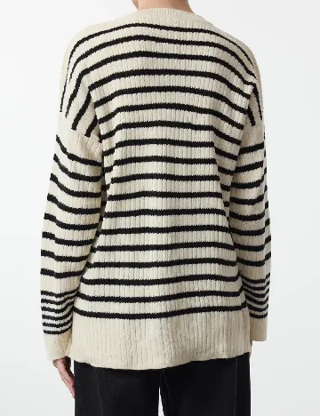 Pulover SHEIN, ecru/negru