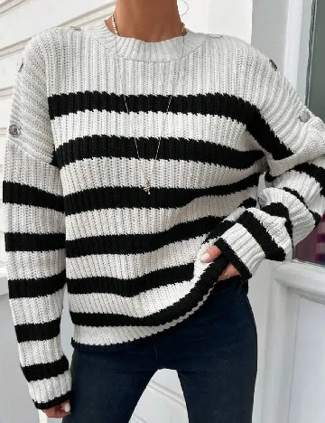 Pulover SHEIN, alb/negru Alb