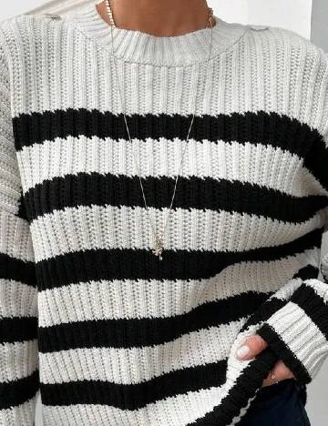 Pulover SHEIN, alb/negru Alb