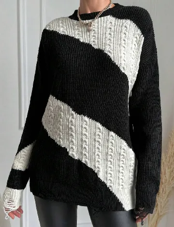 Pulover SHEIN, alb/negru Negru