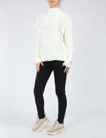 Pulover SHEIN, ecru Alb