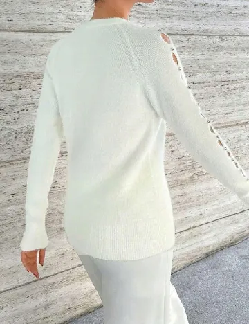 Pulover SHEIN, ecru Alb