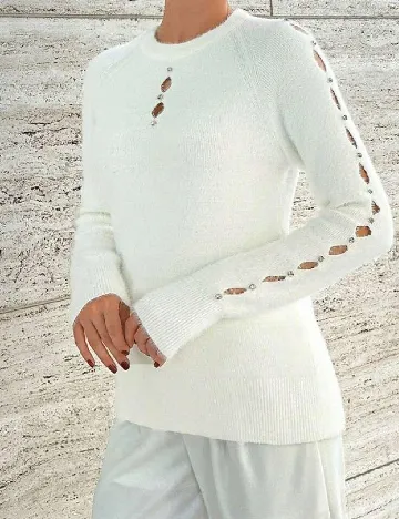 Pulover SHEIN, ecru Alb