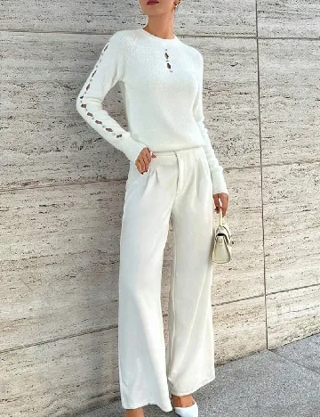 Pulover SHEIN, ecru Alb