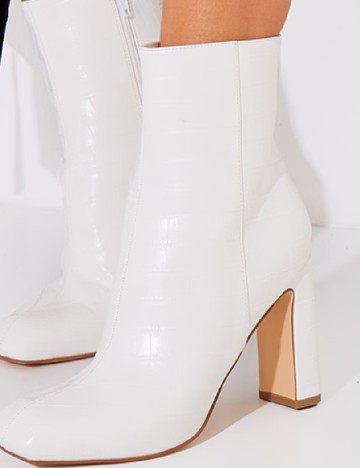 Botine PrettyLittleThing, alb