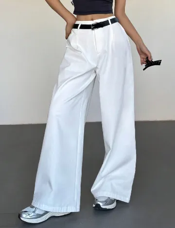 Pantaloni SHEIN, alb