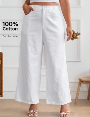 Pantaloni SHEIN CURVE, alb