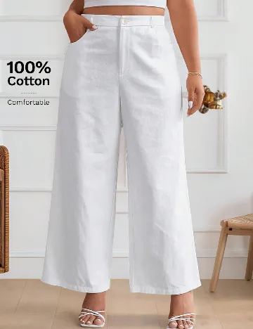 Pantaloni SHEIN CURVE, alb