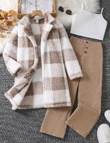 Compleu Shein Kids, maro/alb