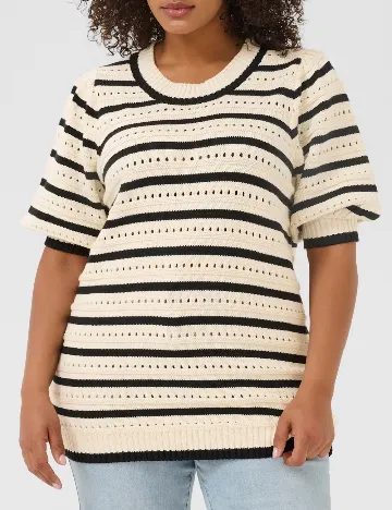 Bluza Kaffe Curve, crem/negru Crem