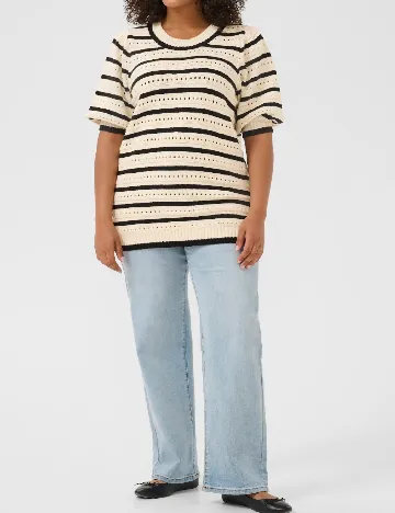 Bluza Kaffe Curve, crem/negru Crem