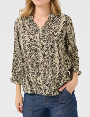 Bluza Kaffe, crem/negru