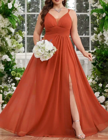 Rochie lunga SHEIN CURVE, caramiziu