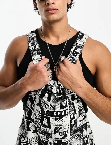 Salopeta ASOS, alb/negru Negru