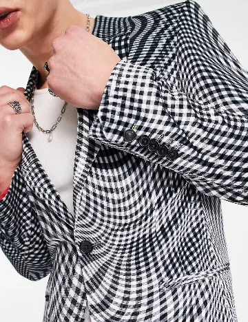 Sacou TWISTED TAILOR, alb/negru