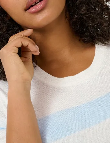 Bluza Kaffe Curve, alb/albastru