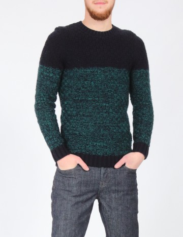 Pulover Bershka, bleumarin/verde