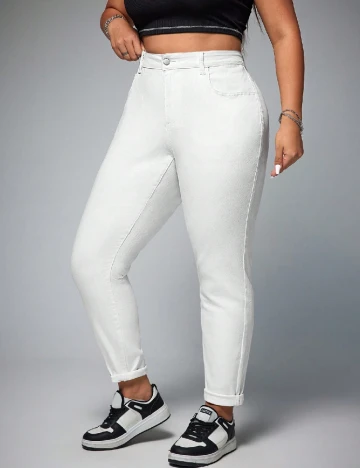 Blugi SHEIN CURVE, alb