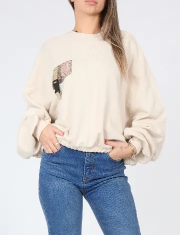 Bluza Oversize Bershka, crem