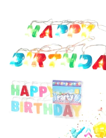 Ghirlanda luminoasa HAPPY BIRTHDAY, mix culori