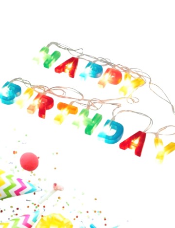 Ghirlanda luminoasa HAPPY BIRTHDAY, mix culori