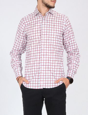 Camasa Zara, alb/rosu