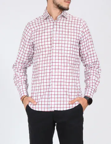 Camasa Zara, alb/rosu