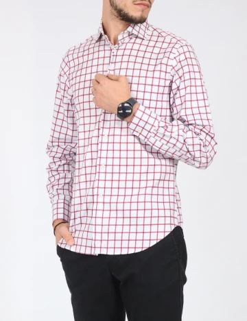 Camasa Zara, alb/rosu