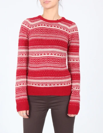 Pulover Zara, ecru/rosu Rosu