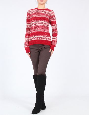 Pulover Zara, ecru/rosu