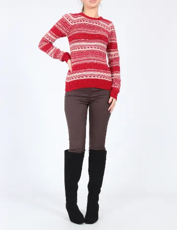 Pulover Zara, ecru/rosu Rosu