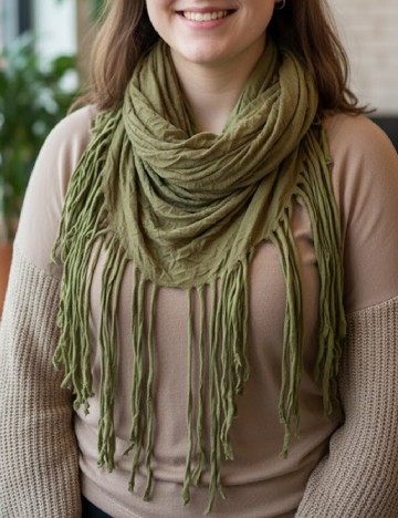 Esarfa circulara Bershka, verde